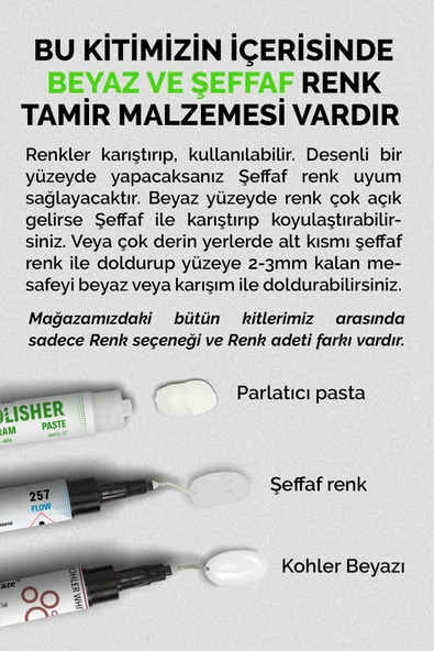 NNREPAIR Seramik, Akrilik, Porselen, Kuvars, Granit, Fayans, Mermer Için Yüzey Tamir Kiti - Resim 6