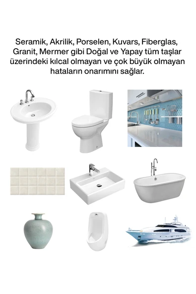NNREPAIR Mermer, Granit, Mermerit, Fiberglas, Kuvars, Porselen, Akrilik, Seramik gibi Yüzeyler için Tamir - Resim 3