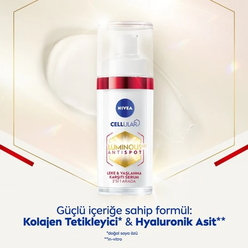 Nivea Luminous630 Leke Yaşlanma Karşıtı Serum Hyaluronik Asit ve Kolajen Tetikleyici 30 ml - Resim 2