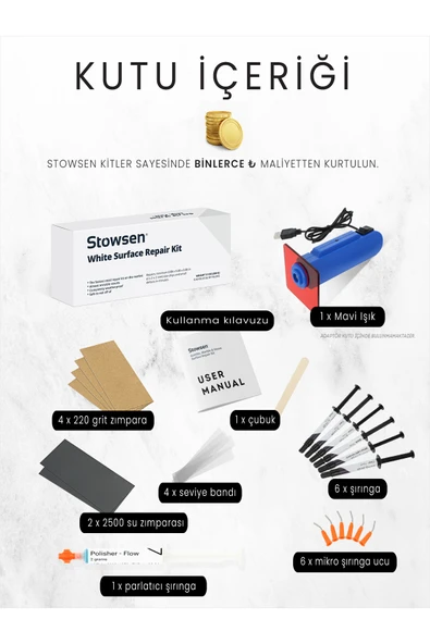 Stowsen Beyaz Yüzeyler Için Tamir Kiti - Resim 3
