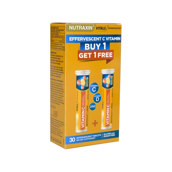 Nutraxin Vitamin C D Zinc 15 Efervesan Tablet - İkili Kofre ürün görseli