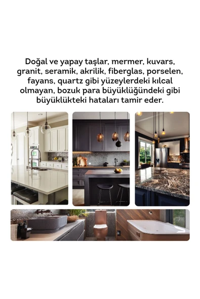 NNREPAIR Mermer, Granit, Fayans, Porselen, Quartz, Seramik, Akrilik gibi yüzeyler için Tamir Kiti - Resim 2