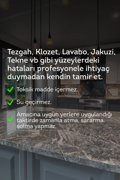 NNREPAIR Mermer, Granit, Fayans, Porselen, Quartz, Seramik, Akrilik gibi yüzeyler için Tamir Kiti - Resim 3