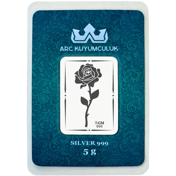 Aşkın Simgesi Olan Gül Temalı Hediyeye Özel 999 Ayar Gümüş Külçesi-664 ürün görseli