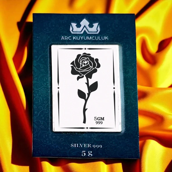 Aşkın Simgesi Olan Gül Temalı Hediyeye Özel 999 Ayar Gümüş Külçesi-664