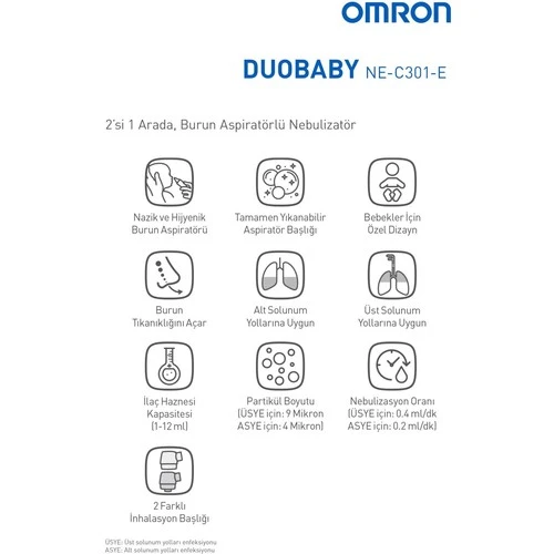 Omron Duobaby NE-C301-E Nazal Aspiratör Kompresörlü Nebulizatör - Resim 4