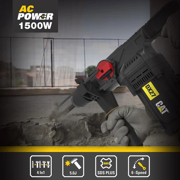 CAT DX27SET 1500Watt 5.0J 32MM Profesyonel SDS-Plus Kırıcı/Delici + DA03903 3 Parça Kırıcı Uç Seti - 9