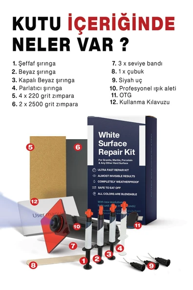 teknotrust Seramik, Akrilik, Vitrifiye, Porselen, Granit, Fayans, Mermer Ve Yüzey Tamir Kiti - Resim 6