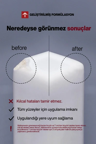 NNREPAIR Tek Renk Beyaz - Seramik, Akrilik, Vitrifiye, Porselen, Granit, Fayans, Mermer Yüzey Tamir Kiti - Resim 7