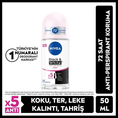 Nivea Invisible For Black  White Roll-On Clear 50 ml ürün görseli