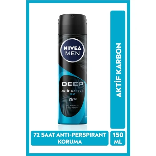 Nivea Men Deodorant Deep Beat Aktif Karbon Erkek Sprey 150 ml ürün görseli
