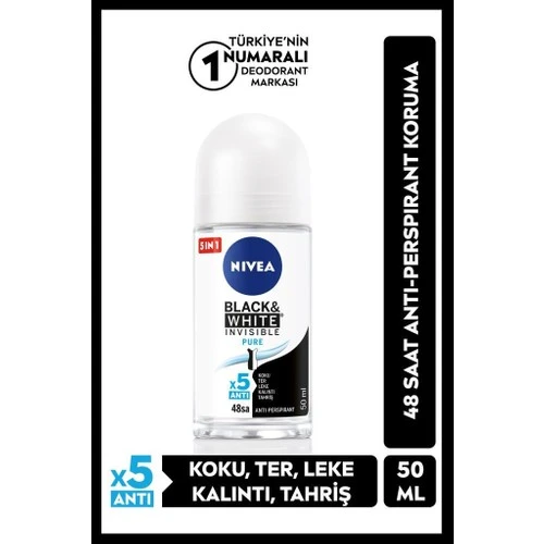 Nivea Invisible For Black  White Roll-On Pure 50 ml ürün görseli