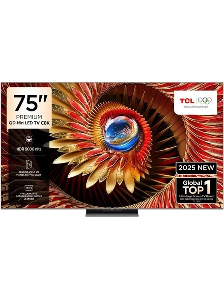 TCL 75C8K 75'' 189 Ekran Uydu Alıcılı 4K Ultra HD Google QD MiniLED TV ürün görseli 1