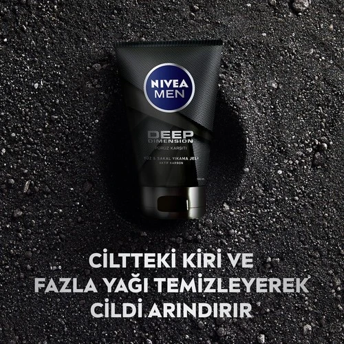 Nivea For Men Deep Dimension Yüz Temizleme Jeli 100 ml - Resim 2