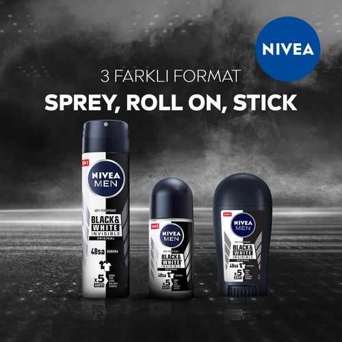 Nivea Black  White Invisible Roll-On For Men Original 50 Ml - Resim 5
