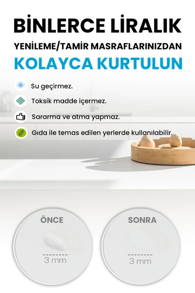 NNREPAIR Tek Renk Beyaz - Seramik, Akrilik, Vitrifiye, Porselen, Granit, Fayans, Mermer Yüzey Tamir Kiti - Resim 2