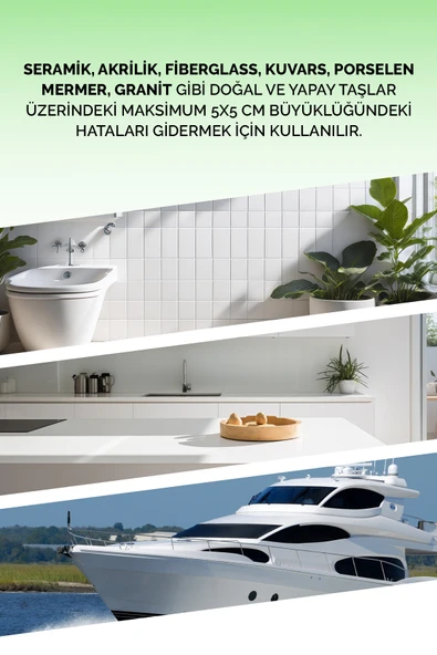 NNREPAIR Seramik, Akrilik, Porselen, Kuvars, Granit, Fayans, Mermer Için Yüzey Tamir Kiti - Resim 4