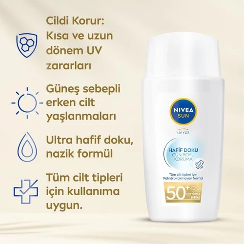 Nivea Sun Hafif Dokulu Güneş Koruyucu Yüz Kremi 40 ml - Resim 4