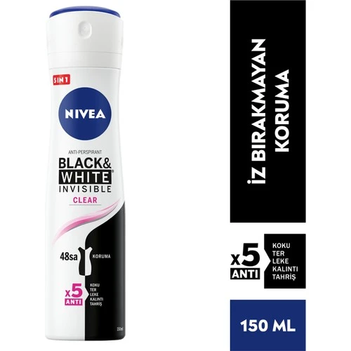 Nivea Invisible for Black  White Deodorant (Clear) 150 ml ürün görseli