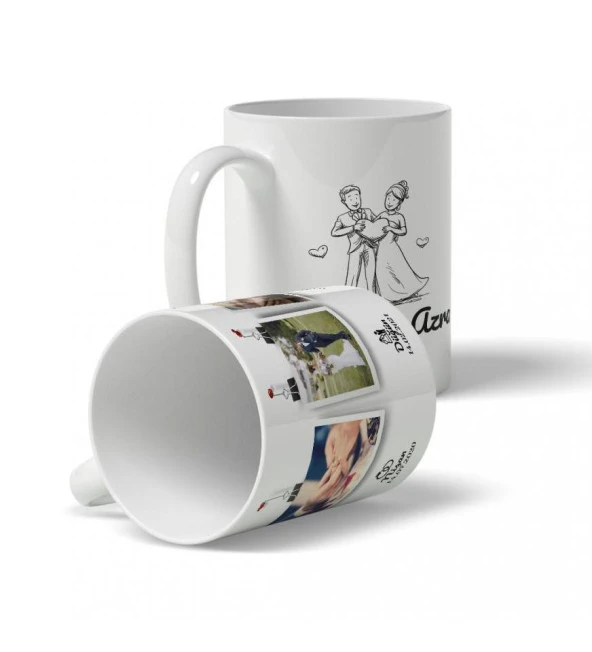 Nişan, Düğün, Bebek Temalı İsme Özel Fotoğraf Baskılı Kupa Bardak - Resim 2