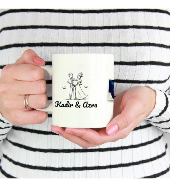 Nişan, Düğün, Bebek Temalı İsme Özel Fotoğraf Baskılı Kupa Bardak - Resim 5