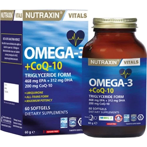 Nutraxin Vitals Omega-3 + Co-Q10 60 Softgel ürün görseli