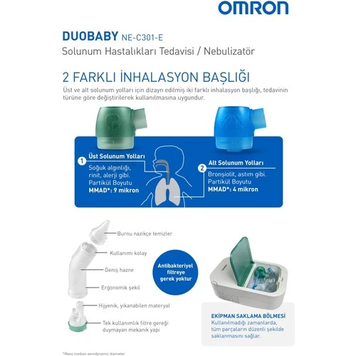 Omron Duobaby NE-C301-E Nazal Aspiratör Kompresörlü Nebulizatör - Resim 5