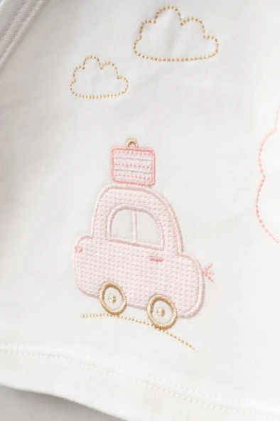 Bebitof %100 Pamuk Bulutlu Araba Desenli 5 Parça Yenidoğan Hastane Çıkışı Zıbın Seti BBTF.PMB.20109 - 5