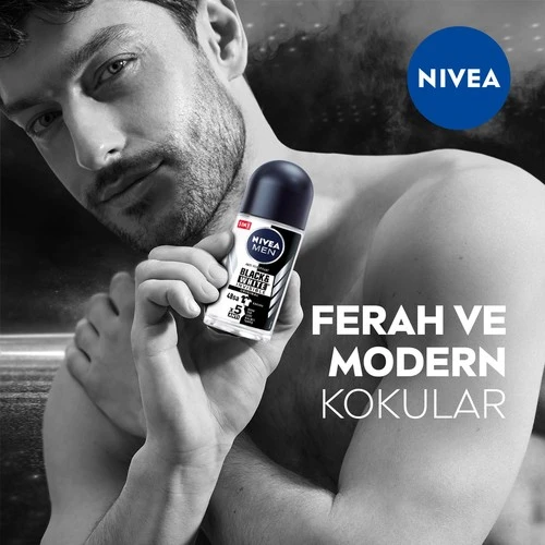 Nivea Black  White Invisible Roll-On For Men Original 50 Ml - Resim 4