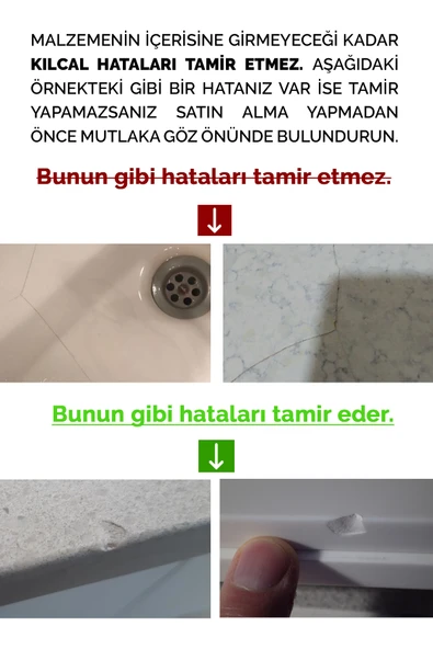 NNREPAIR Seramik, Akrilik, Porselen, Kuvars, Granit, Fayans, Mermer Için Yüzey Tamir Kiti - Resim 3