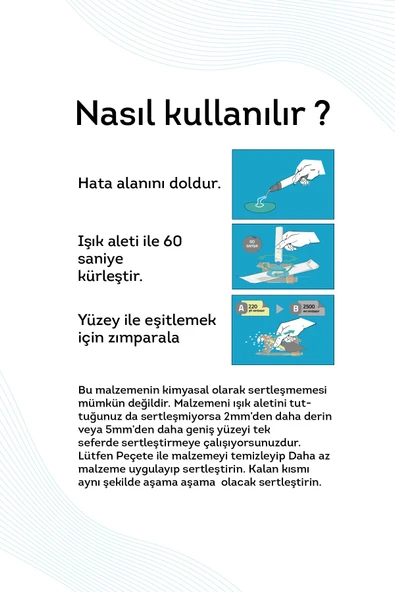 NNREPAIR Seramik, Akrilik, Vitrifiye, Porselen, Granit, Fayans, Mermer Ve Yüzey Tamir Kiti - Resim 3