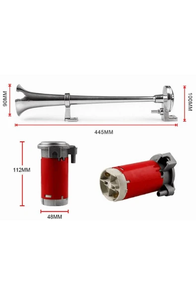 Marine Korna 12v Kendinden Motorlu Krom Havalı Korna Role Hediyeli - 2