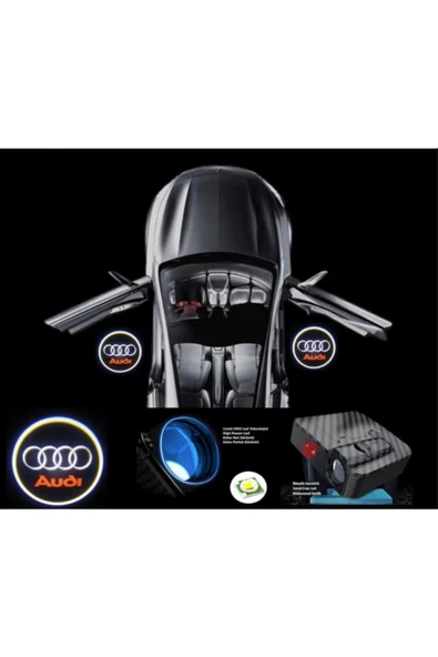 Audi Pilli Yapıştırmalı Kapı Altı Led Hayalet Logo 2 Adet - 1