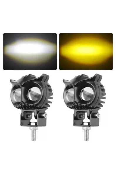 2.5 Inç Motosiklet Far Led Spot Beyaz Sarı Sürüş Lambası Iki Renk Baykuş Farlar 12v-20v - 3