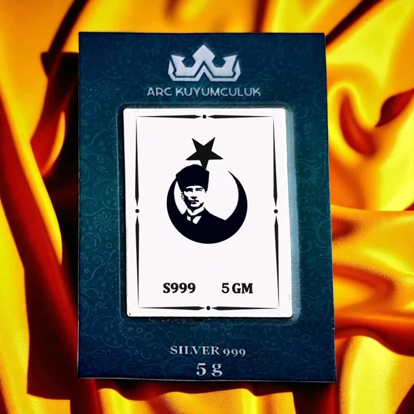 Cumhuriyetin ve Özgürlüğün Simgesi Olan Atatürk Temalı Hediyeye Özel 999 Ayar Gümüş Külçesi-665