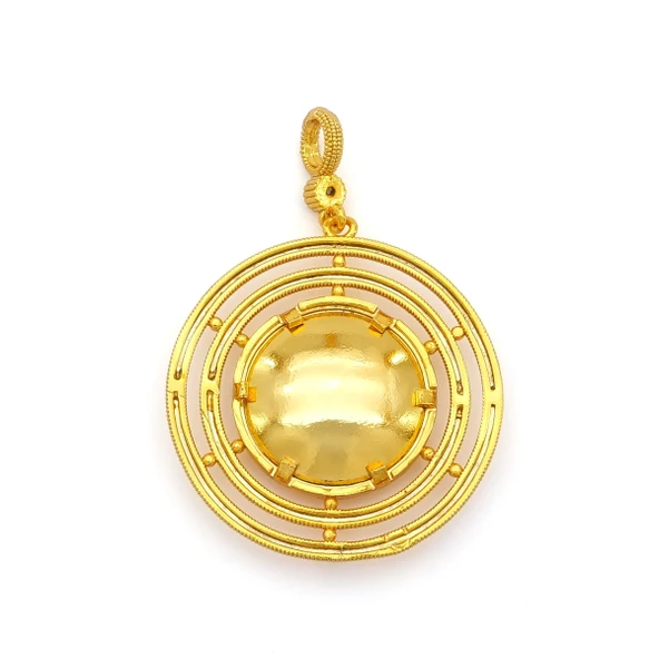 Altın Kaplama İmitasyon Ajda Desenli Tuğralı Orta Boy Kolye Ucu TGR-731 - Resim 2