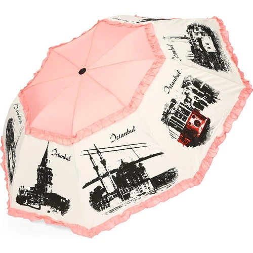 Eleven Pembe İstanbul Konseptli Katlanır Şemsiye ürün görseli