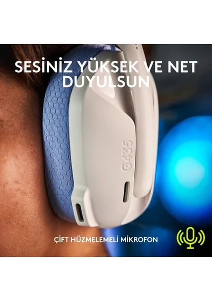 Logitech G435 Lightspeed Kablosuz Mikrofonlu Kulak Üstü Oyuncu Kulaklığı Beyaz - 5