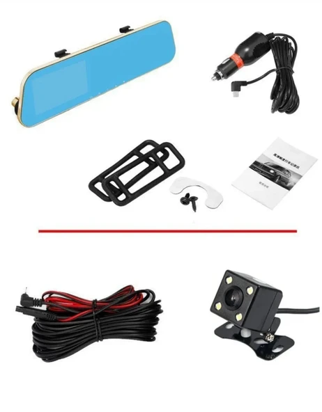 600 Fullhd Araç Içi Yol Kayıt Geri Görüş Park Kamerası. Gece Görüş Dikiz Ayna Kamera. Araç Kamera - 3