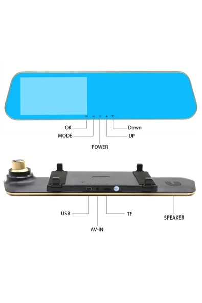 600 Fullhd Araç Içi Yol Kayıt Geri Görüş Park Kamerası. Gece Görüş Dikiz Ayna Kamera. Araç Kamera - 2
