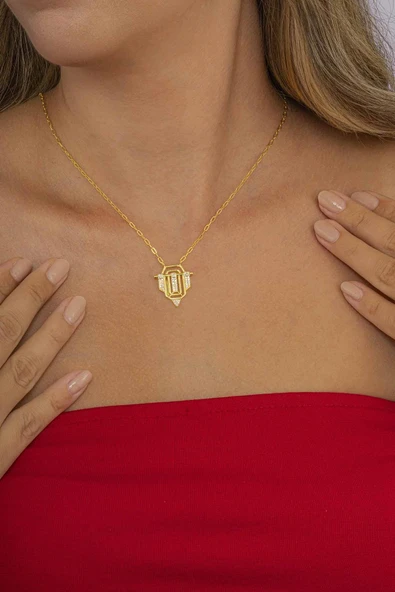 Gümüş Pazarım Altın Kaplama 925 Ayar Gümüş Serenay Kolye - 2