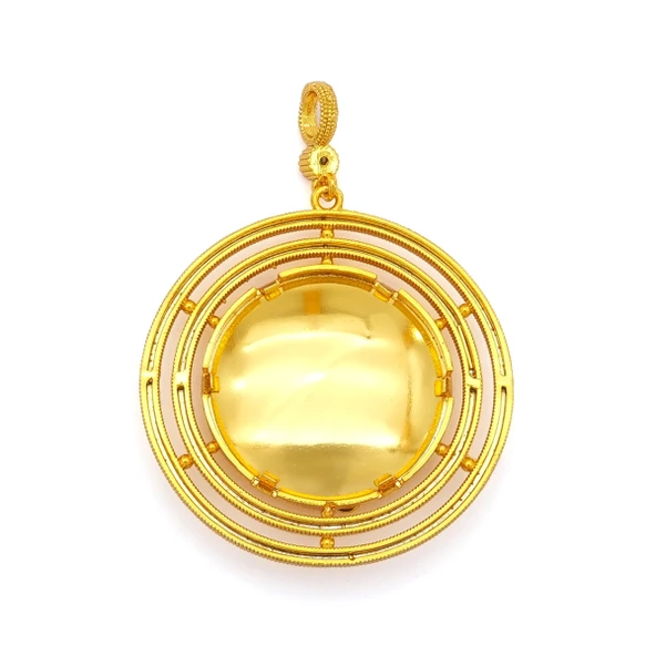 Altın Kaplama İmitasyon Ajda Desenli Tuğralı Büyük Boy Kolye Ucu TGR-729 - Resim 2