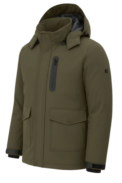 Erkek Yeşil Outdoor Su Geçirmez Kapüşonlu Kışlık Kaban – Rüzgar ve Yağmura Dayanıklı - 3