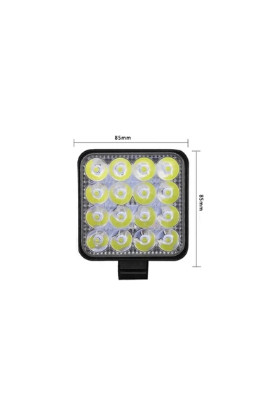 Off Road Sis Farı - Lamba 16 Led Kare Çalışma Lambası 2 Adet - 3