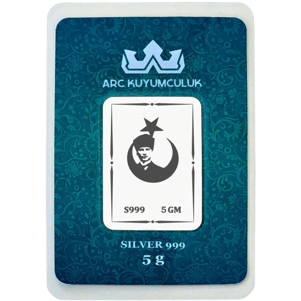 Cumhuriyetin ve Özgürlüğün Simgesi Olan Atatürk Temalı Hediyeye Özel 999 Ayar Gümüş Külçesi-665 ürün görseli