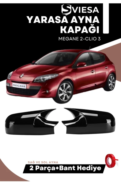Renault Megane 2-Clio 3 Uyumlu Batman Yarasa Ayna Kapağı Piano Black - 1