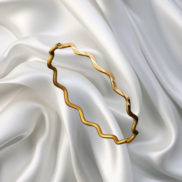 22 Ayar Çocuk Dalgalı Ajda Bilezik 5 Gr - Resim 2