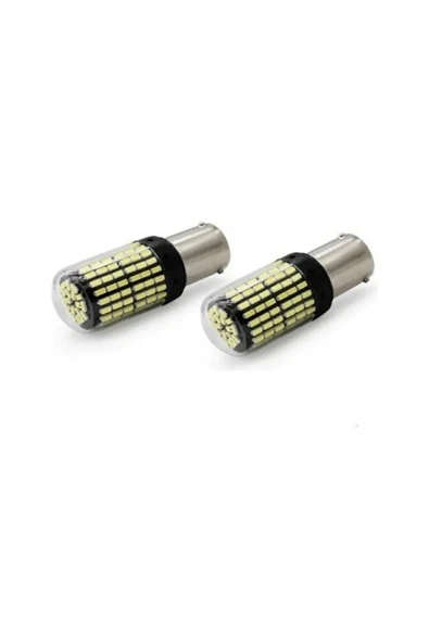 P21w Ba15s 1156 144 Ledli Ultra Parlak Geri Vites Park Ampül Tek Duy Beyaz (2 ADET) - 1
