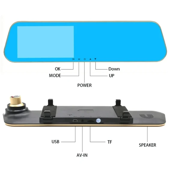 600 Fullhd Araç Içi Yol Kayıt Geri Görüş Park Kamerası. Gece Görüş Dikiz Ayna Kamera. Araç Kamera - 2