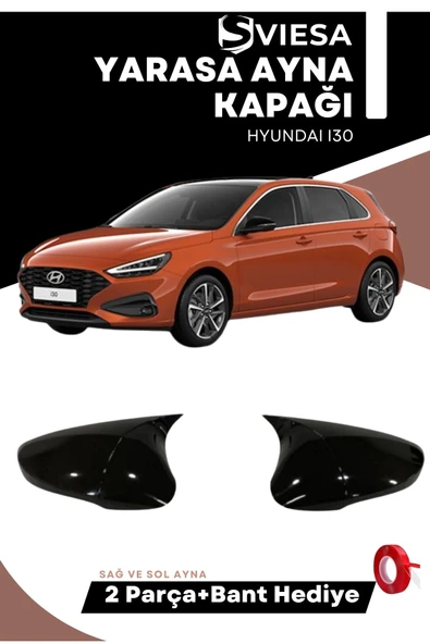 Hyundai I30 2012-2017 Uyumlu Batman Yarasa Ayna Kapağı Piano Black - 1